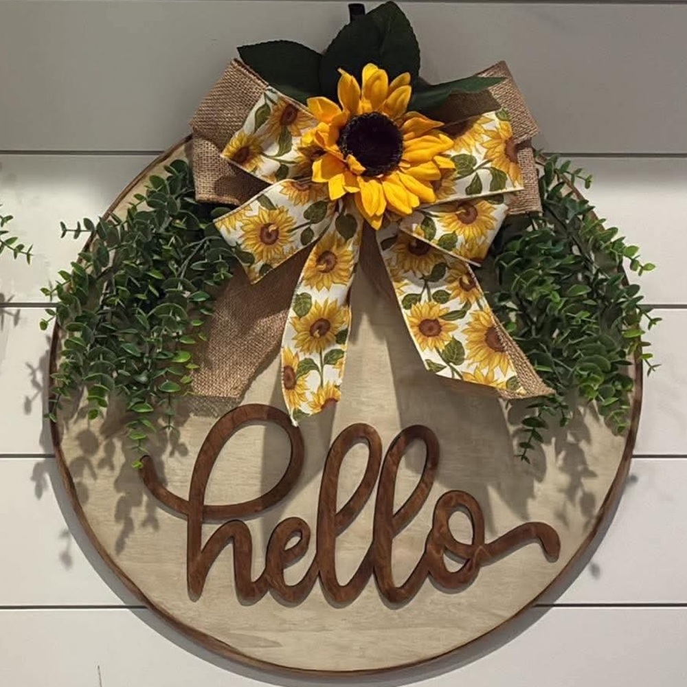 Wooden Sunflower Inspired Door Hanger